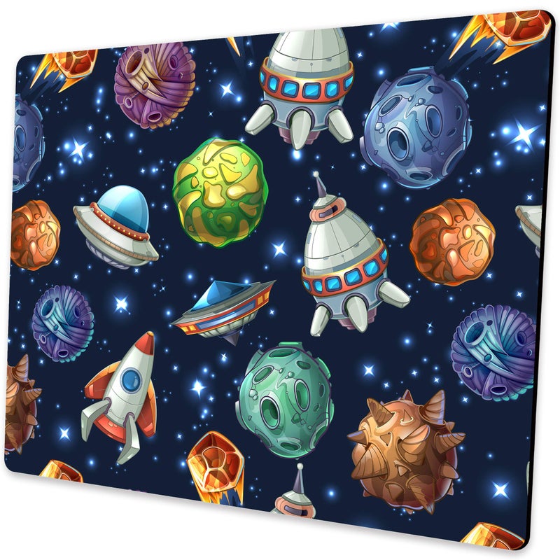 SHALYSONG Kids Mouse pad Computer Mousepad with Comic Space with Planets and Spaceships Design Personalized Mouse mat for Laptop Computer Office Decoration Accessories Gift - Image 1